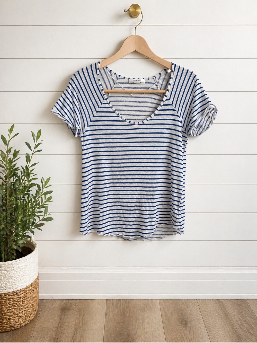 🩵🦋🩶 ZARA W&B Collection Blue White Striped Tee | Size M | Casual Chic Top